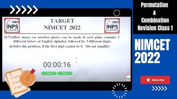 NIMCET 2022: Permutation & Combination Revision Class 1|NIMCET P&C | Permutation Combination | INPS