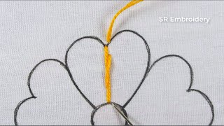 Modern Hand Embroidery 5 (Five) Petal Heart Shape Amazing Flower Embroidery Needle Work Tutorial