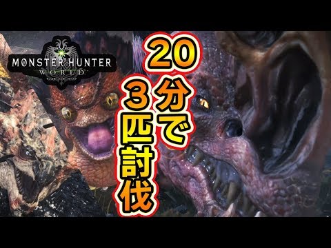 【MHW実況】激闘！1クエスト中に「プケプケ」「アンジャナフ」「リオレウス」を狩猟【モンハンワールド　ベータテスト】