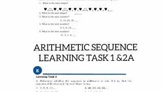 (TAGALOG) LEARNING TASK 1&2A | ARITHMETIC SEQUENCE | MATH 10 QUARTER 1 WEEK 2 Profile