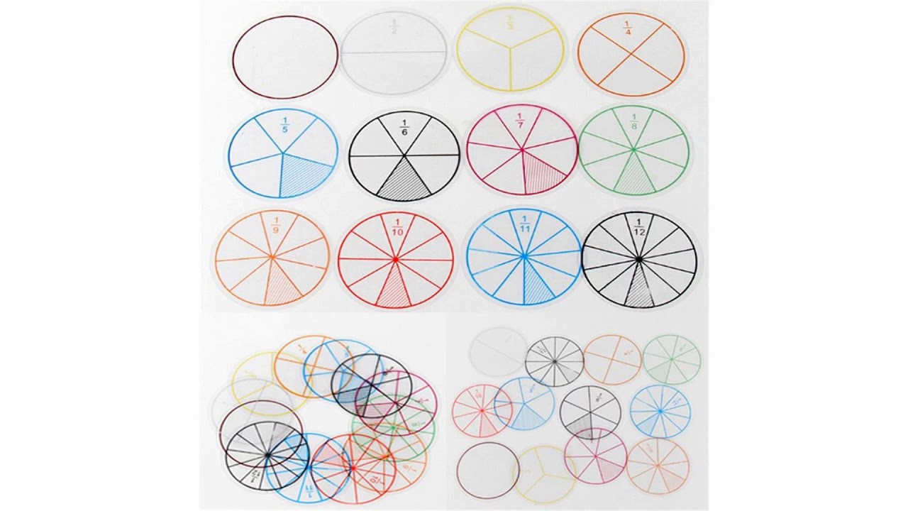 12pcs. Math Fractions Circles. Plastic Toy Numbered Fractions Circles. Dia. 8cm YouTube