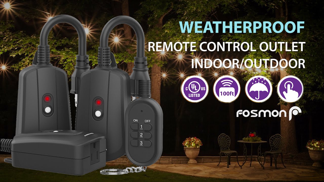 Fosmon Outdoor Indoor Wireless Remote Control 3-Prong Outlet - UL
