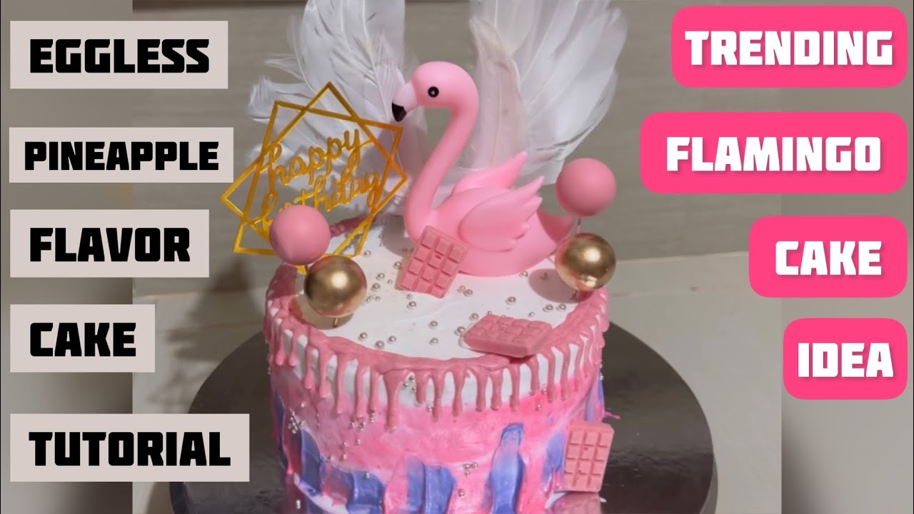 flamingo theme cake decoration idea/ flamingo topper decoration 