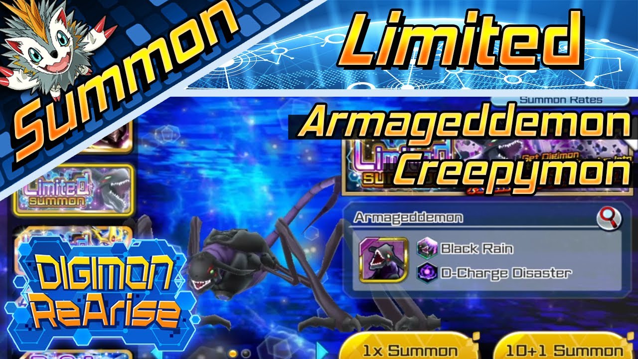 Digimon ReArise - Summon | Limited Summon (Armageddemon & Creepymon ...