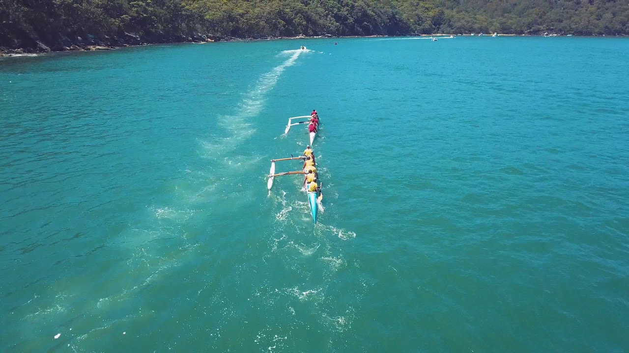 Ettalong outrigger canoe race drone video