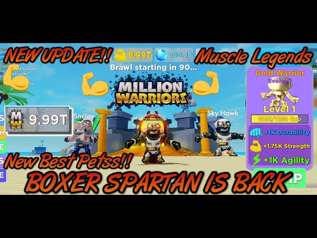 💪Muscle Legends - New Update!! Million Warriors Characters! New Pets and  World (This is sparta back) 