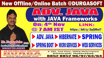 ADV. JAVA with JAVA Frameworks Offline/Online Training @ DURGASOFT
