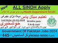 Today Jobs in Pakistan/Jobs in Pakistan 2024/Health Department Sindh 2024/ March jobs