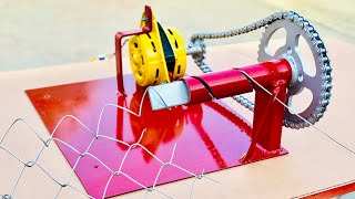How to make a simple chain link fencing machine | Net weaving machine at home | Diy