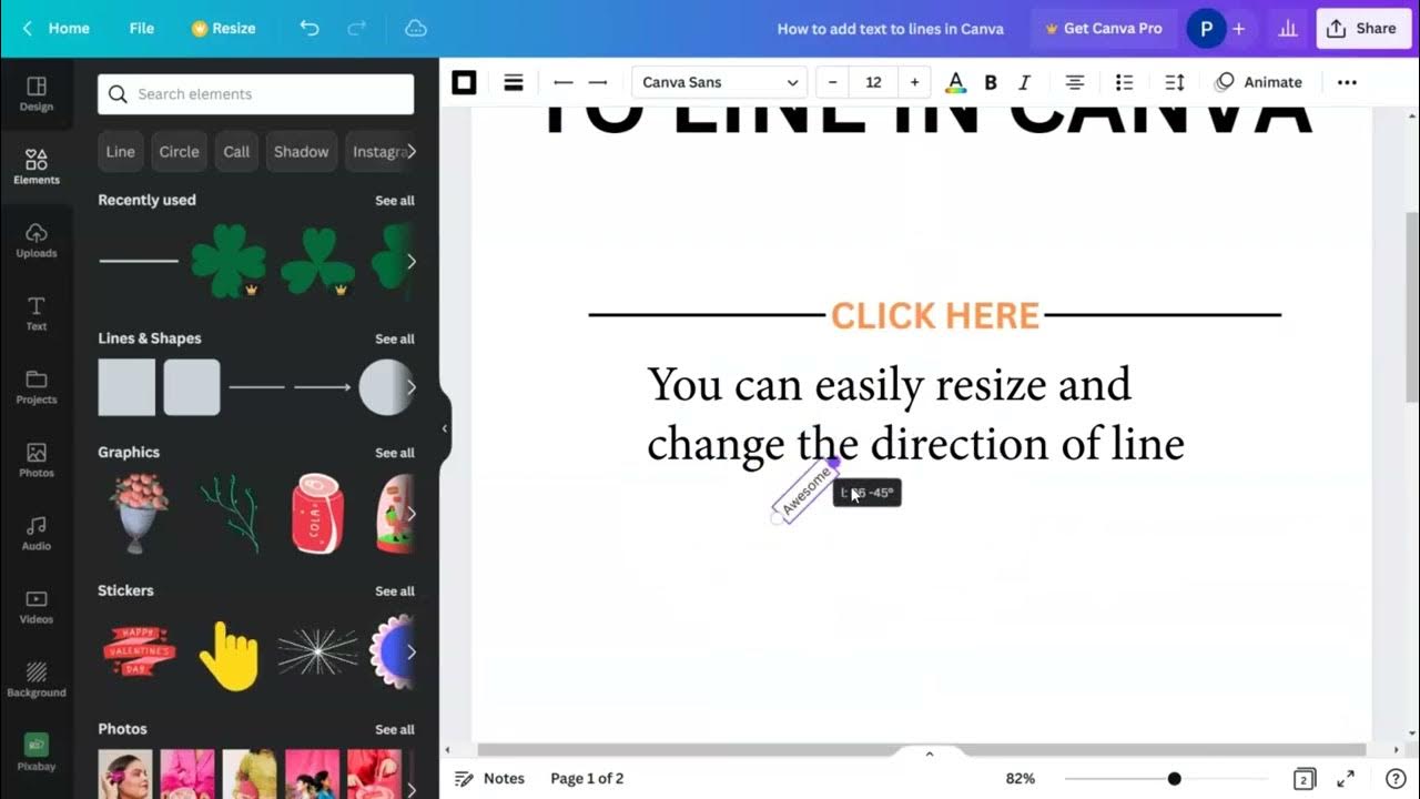 Canva Design Hack: Adding Text to Line Made Easy, How to add text on ...