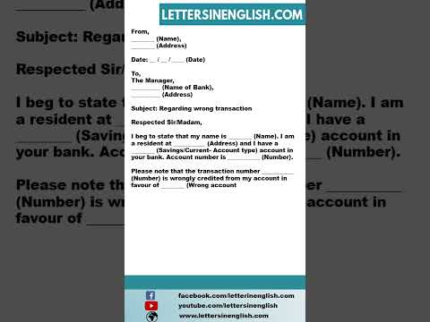 Letter to Bank Manager for Wrong Money Transfer to Another Account