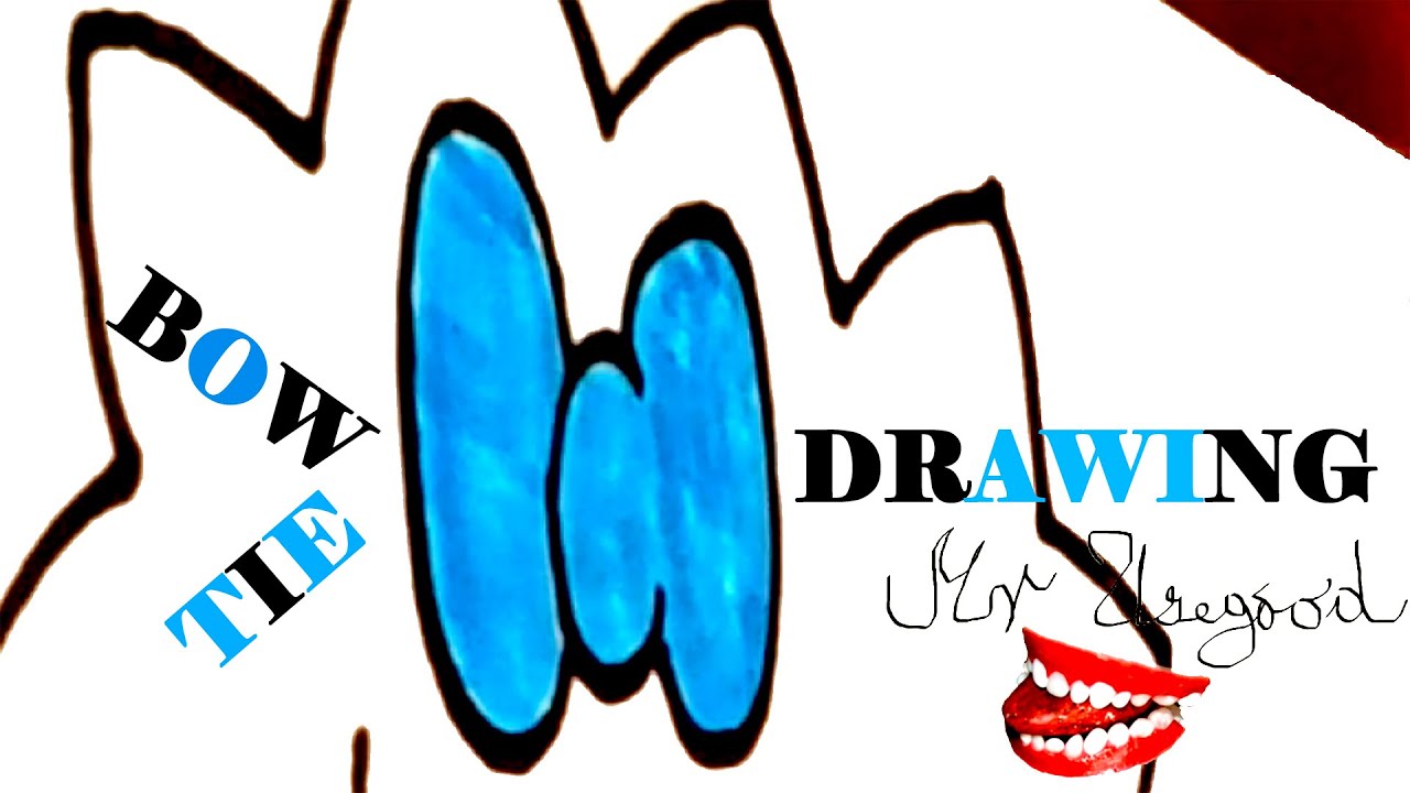 How to Draw a BOW TIE Step by Step EASY - cute cartoon bow tie on paper ...