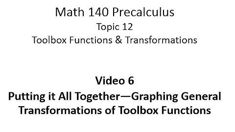 Topic 12 Video 6: Graphing Transformed Toolbox Functions