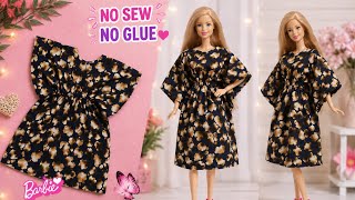 Without stitching Easy Barbie Kaftan Dress Tutorial | No Sew, No Glue!
