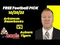 Free Football Pick Arkansas Razorbacks vs Auburn Tigers Prediction, 10/29/2022 College Football