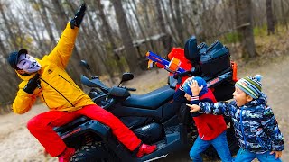 Дети ищут Сокровища!!! NERF-КВАДРИК им помогает!!!