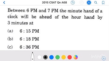 2015 IAS_CSAT Qn A68, Between 6PM and 7 PM the minute hand of a clock will be ahead of the hour hand