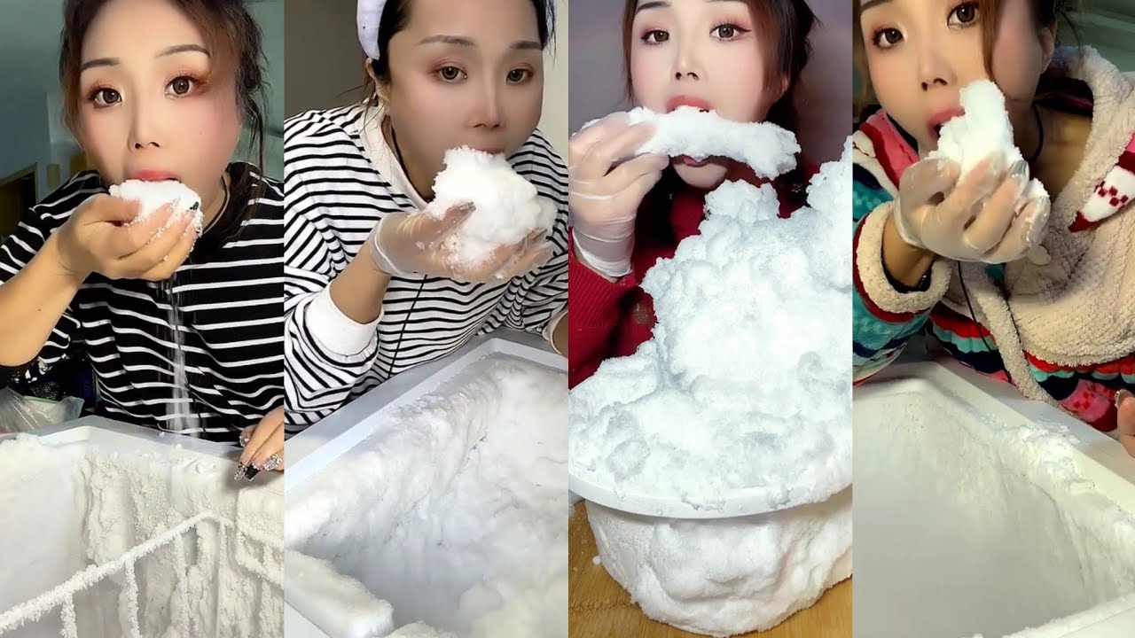 ASMR her squeaky mixed ice eating only bites