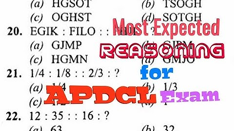 Most important Reasoning for APDCL Exam ASSAM ৷৷ expected question & answer..