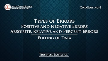 DE-3 | Types of Errors in Editing (in Hindi) | Editing of Data
