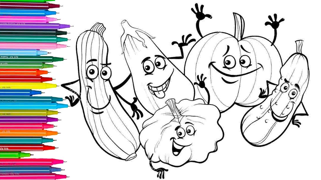 تلوين الخضروات للاطفال Vegetables Drawing For Kids Coloring