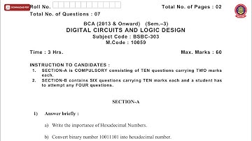 BCA 3RD SEM DIGITAL CIRCUITS AND LOGIC DESIGN MAY 2019 | PTU