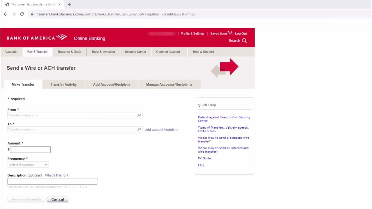 How to wire transfer money on bank of america youtube