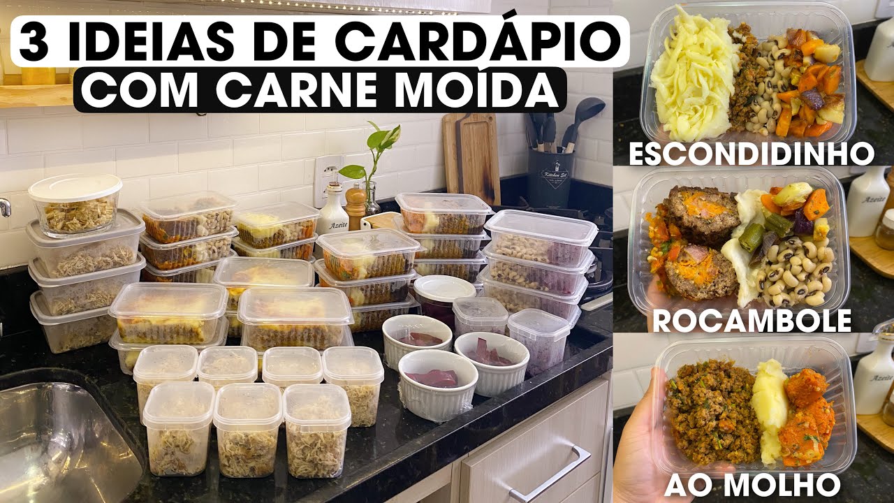 20 MARMITAS PRA CONGELAR + LANCHE DA NOITE + LEGUMES ASSADOS | 3 CARDÁPIOS