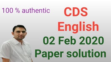 CDS English paper solution 2 Feb 2020