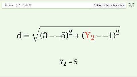 Find the distance between two points p1 (-5,-1) and p2 (3,5): Step-by-Step Video Solution