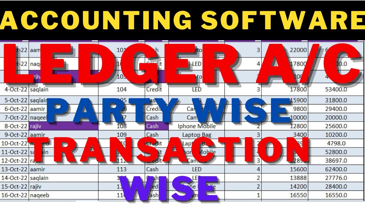 fully automatic accounting software in excel Ledger Account Party wise ...