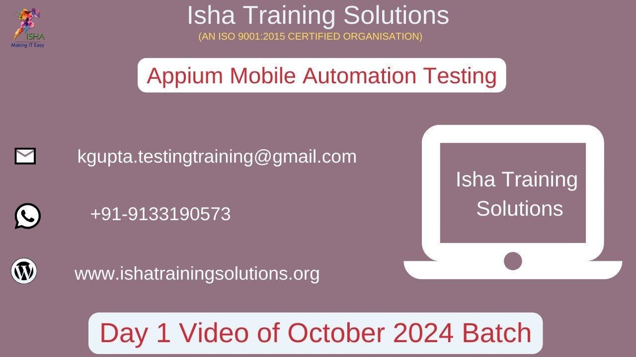 Appium Mobile Automation Testing Day 1 on 17th October 2024 whatsapp us ...