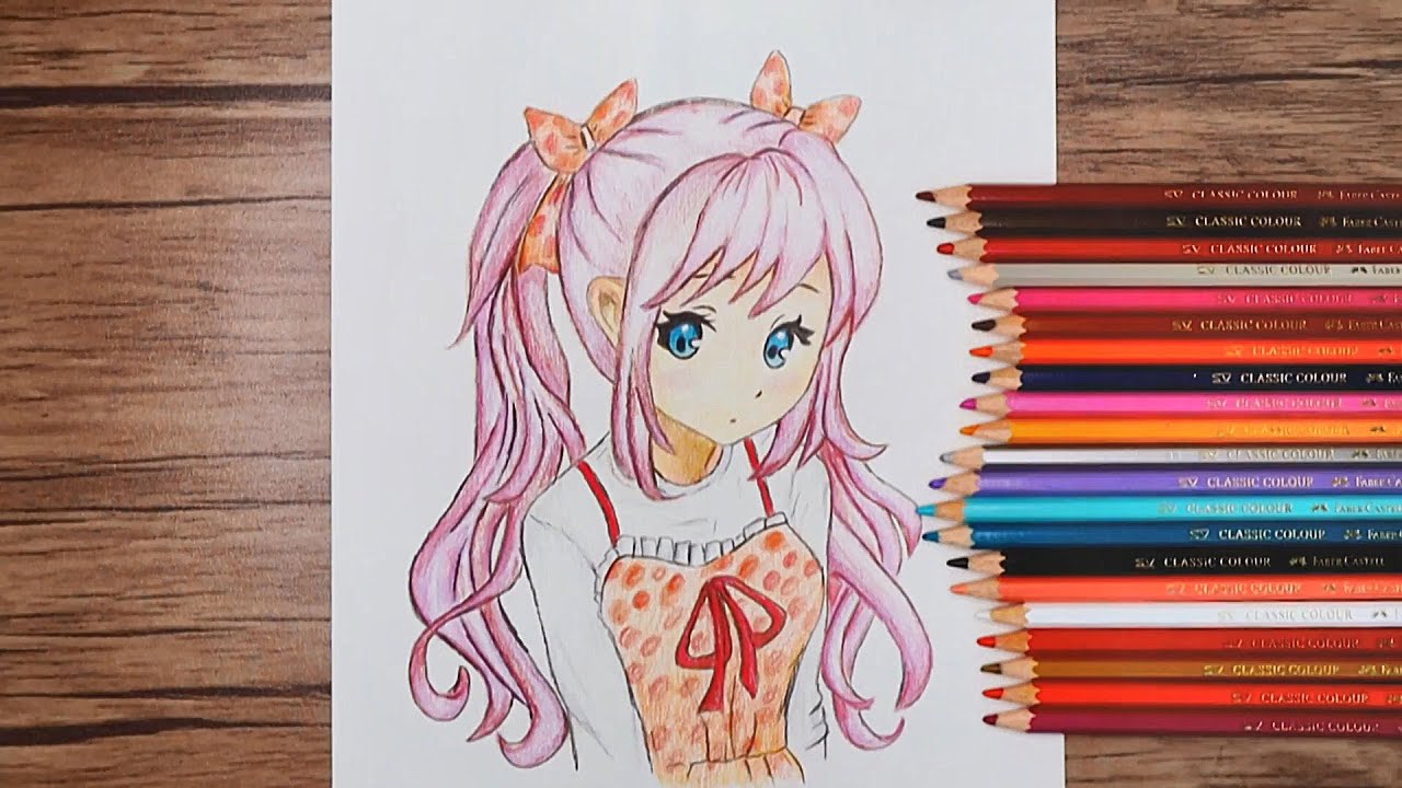 Anime girl drawing for beginners  How to draw and color an anime character   YouTube