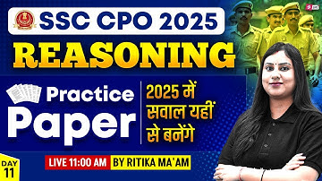 SSC CPO 2025 | SSC CPO Reasoning Practice Set 2025 | SSC CPO Important Questions | by Ritika Ma’am