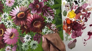 Have fun painting Flowers / Technique with acrylic paint