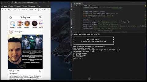 Instagram toplu mesaj, resim silme ve takipten çıkma (Python Selenium)
