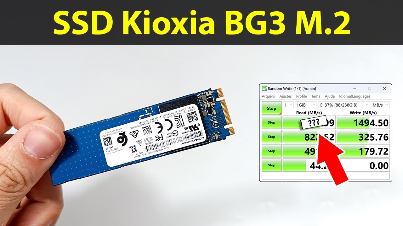 Teste de velocidade de leitura e escrita do SSD Kioxia BG3