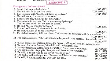 exercise 7 class 12 | imperative direct and indirect | direct and indirect imperative sentence