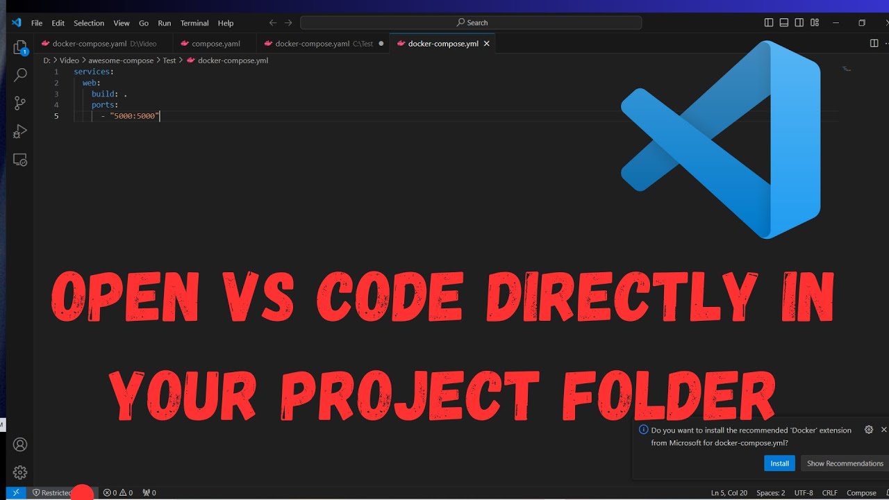How to Open VS Code Directly in Your Project Folder ? - YouTube