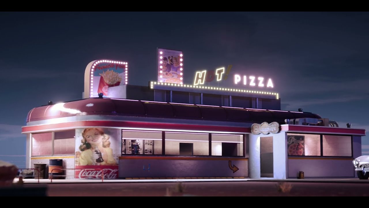 Vintage road pizza place. Speed tutorial.3Dsmax _unreal engine انریل