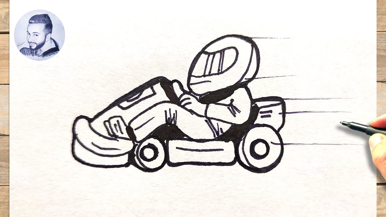 Comment dessiner une voiture de karting - YouTube