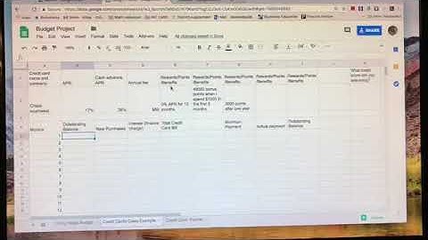 Credit card spreadsheet