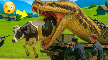 Animal Rescue: Shocking Moment Police Battle Giant Snake to Save Cow on Farm