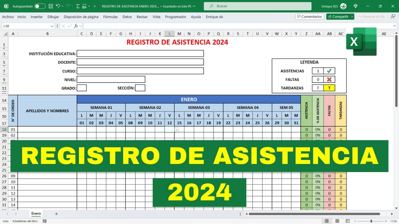 ¿Cómo modificar el REGISTRO de ASISTENCIA para el AÑO 2024?