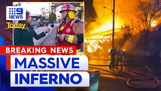Exclusion zones in place as four houses destroyed in Brisbane fire | 9 News Australia