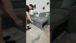 Pamina Sleeper Sectional with Storage, Adjustable Headrests & Extra Side Stools 🖤