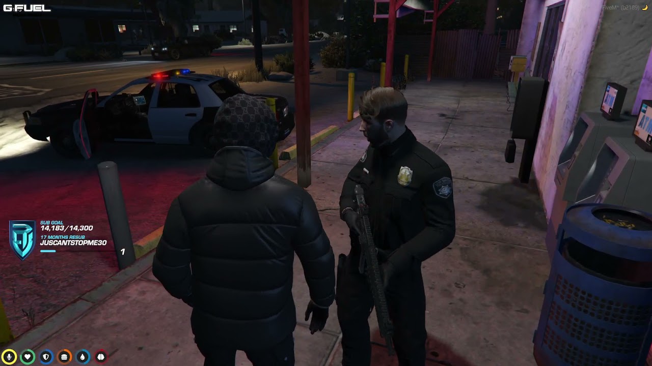 Randy hides in the back of a cops trunk