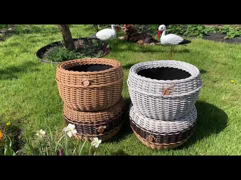 Плетеное кашпо из ротанга для цветов 16л, видео 1