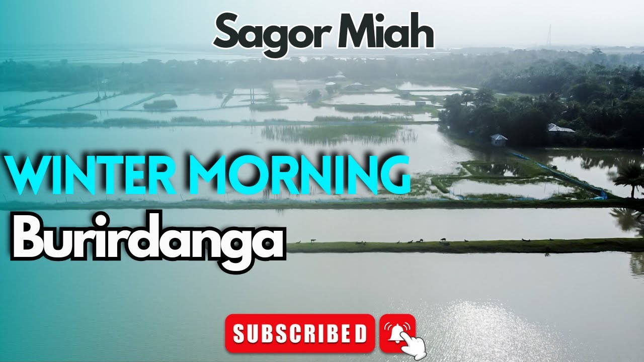 Winter Morning of Burirdanga Village Drone View