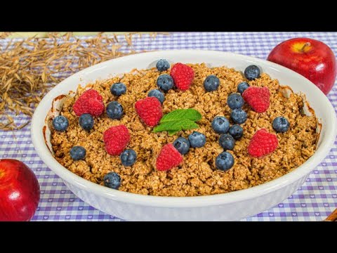 The Ultimate Healthy Apple Crumble  (gluten free, vegan, high in proteins)